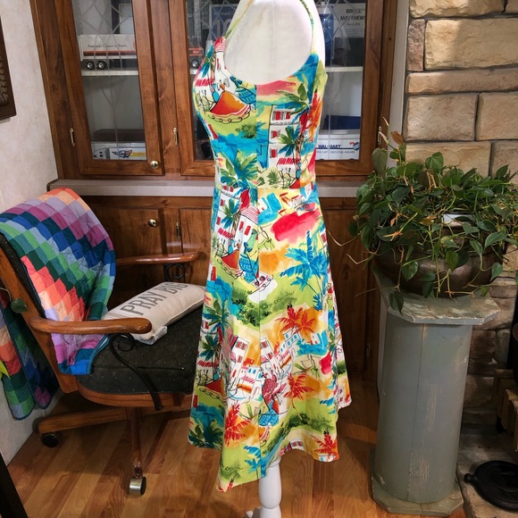 JESSICA HOWARD SIZE 4 SPAGHETTI STRAP LINED BODICE ZIPPER IN BACK RESORT WEAR - Picture 2 of 3